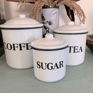 Coffee, Tea, Sugar Metal Containers